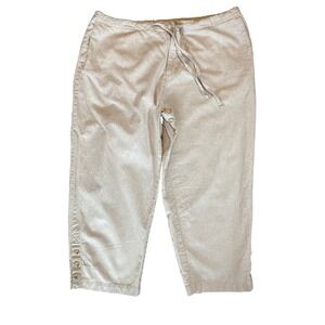 Columbia Womens Linen Blend Cropped Pants Oatmeal Drawstring XXL